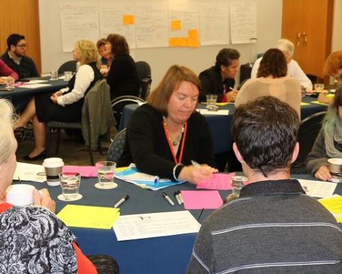 Members of the co-design group meeting in Wellington for the second workshop to design a new disability support system. 