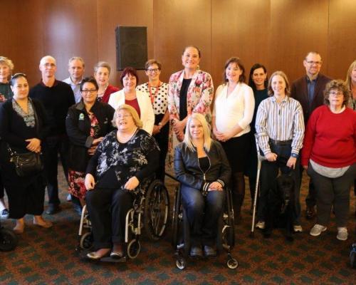 Members of the disability sector with Minister for Disability Issues Hon Carmel Sepuloni and Associate Minister of Health Hon Julie Anne Genter.