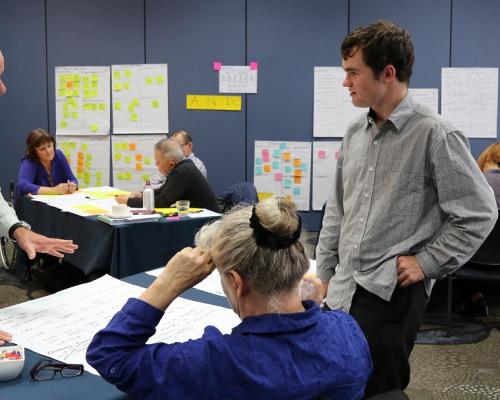 John and Shane discuss key design challenges at the fourth system transformation disability workshop. 