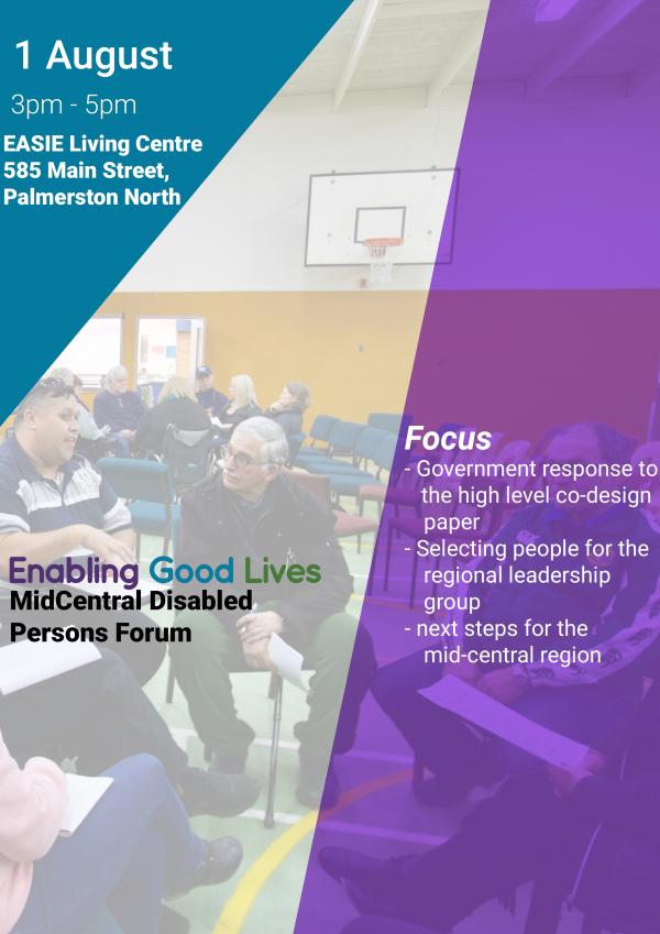 A flyer for a Disabled Persons Forum on Aug 1. 